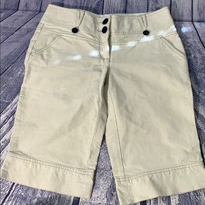 Anthro Elevenses Nautical Cream/Navy Bermuda Short